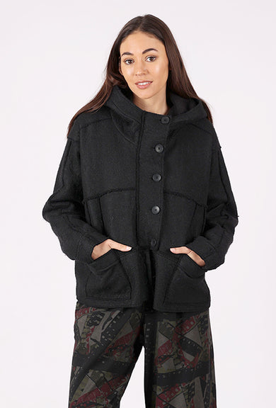 Lurdes Bergada Seamed Boiled Wool Jacket, Black 