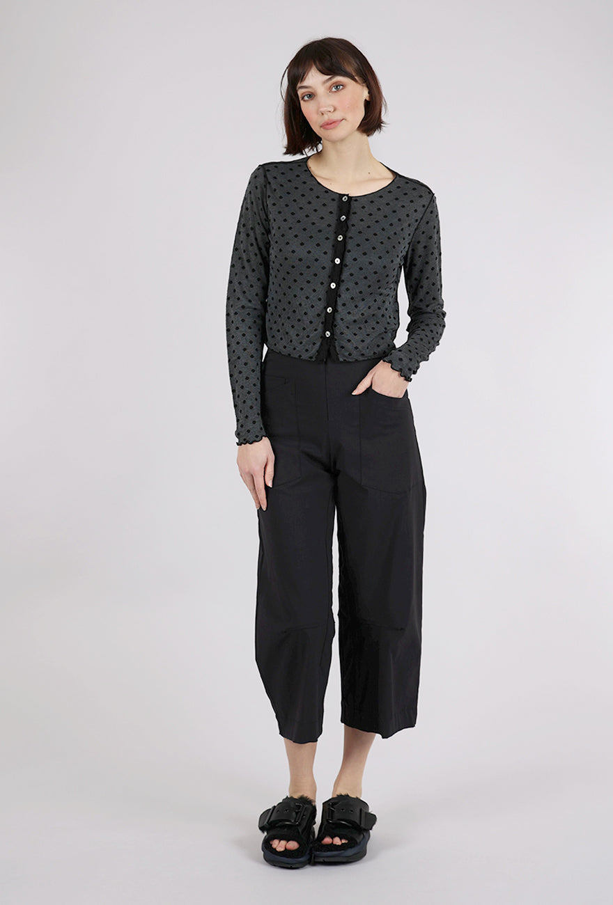 Cut Loose Mesh Dot Cropped Cardie, Black 