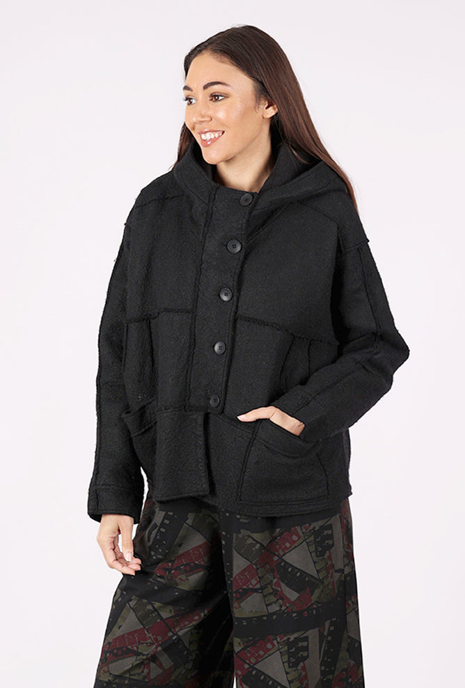 Lurdes Bergada Seamed Boiled Wool Jacket, Black 