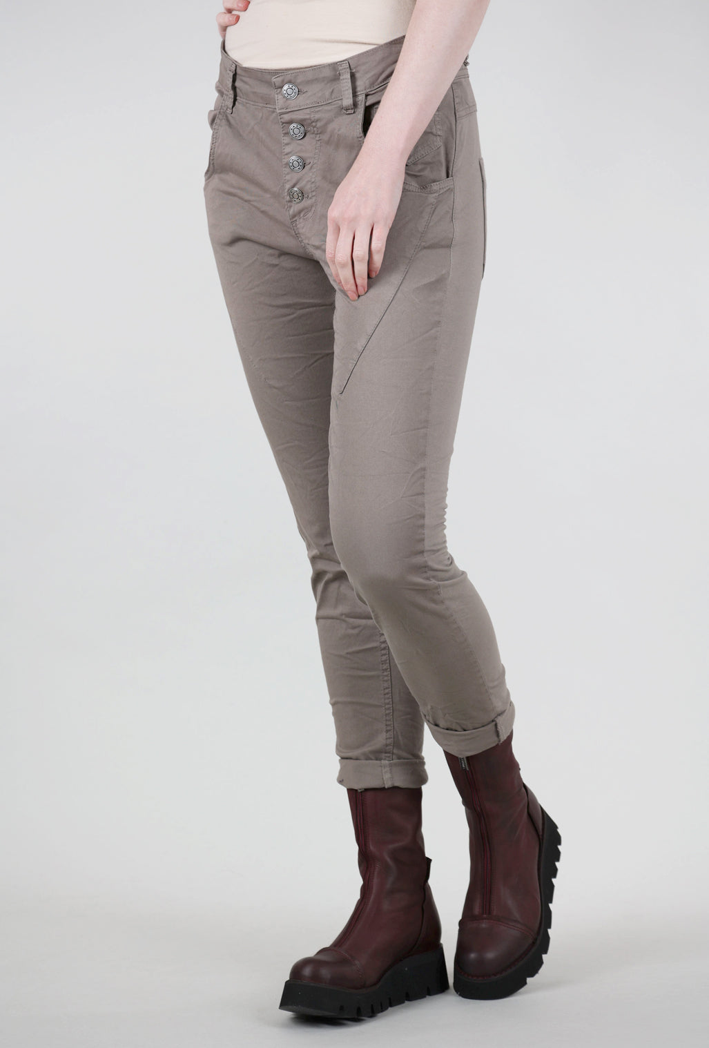 Femme Fatale Four-Button F/W Signature Pant, Taupe 