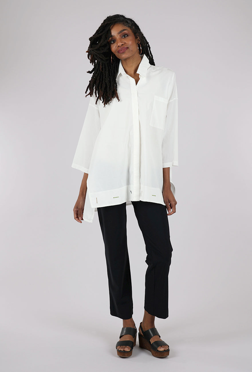 Luukaa Button Hole Accent Blouse, Ecru 