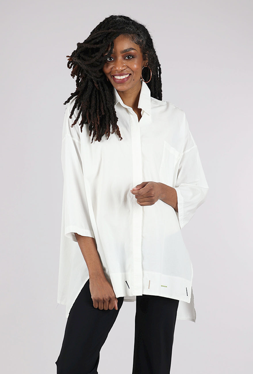 Luukaa Button Hole Accent Blouse, Ecru 