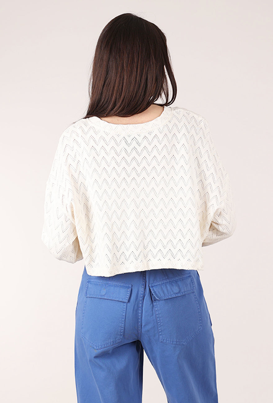 Cossac Crop Crochet Sweater, Ecru 