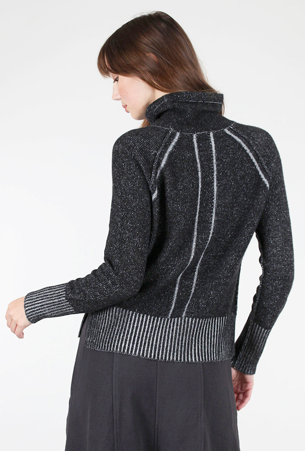 Pure Amici Deep Hem Cashmere Sweater, Black 