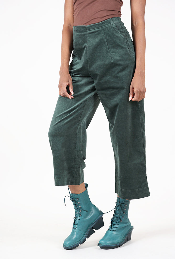Rundholz Velveteen Wide Crop Pants, Forest 