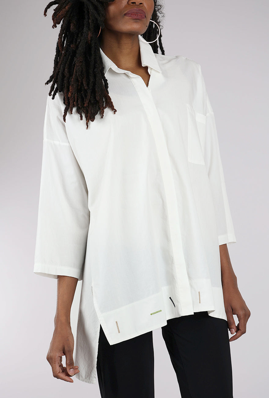 Luukaa Button Hole Accent Blouse, Ecru 