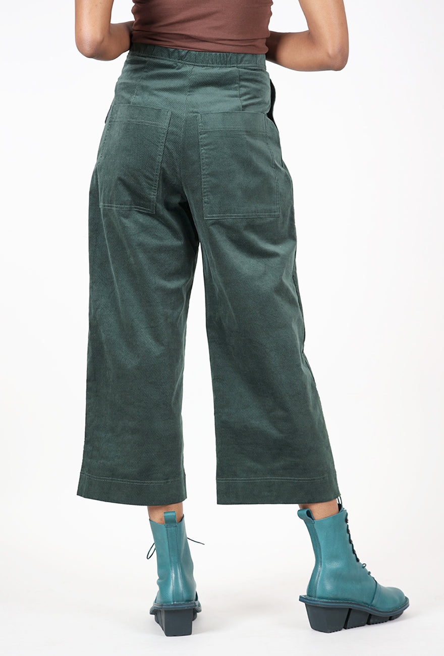 Velveteen Wide Crop Pants, Forest Angle 3