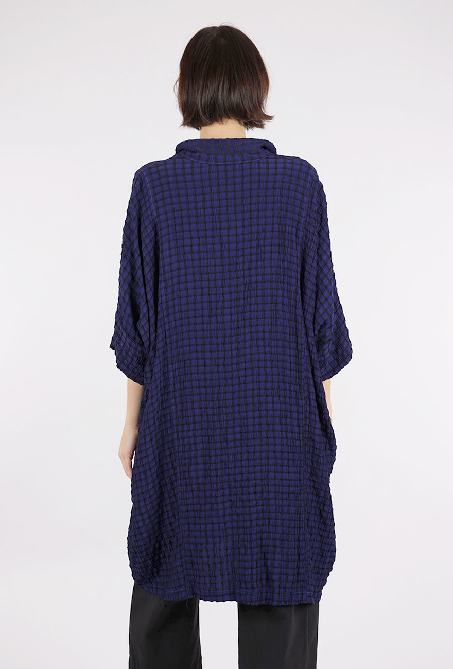 Cut Loose Crinkle Plaid Kimono Shirt Dress, Admirality One Size Admirality