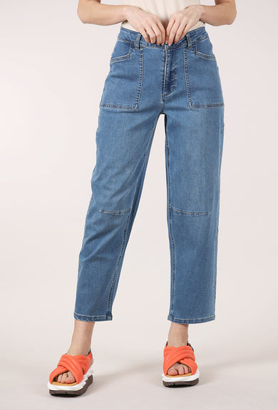 Habitat Stretch Denim Barrel Leg, Medium Blue 