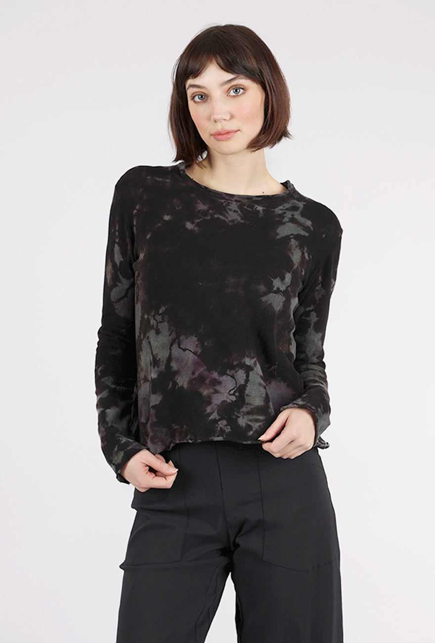 Heyne Bogut Crop Cozy Spiral Dye Top, Stormy 