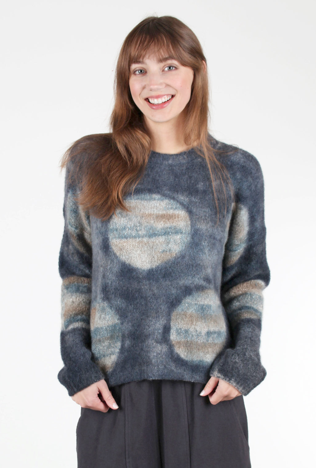 Fissore Cashmere Circles Chunky Cashmere Crewneck, Indigo 