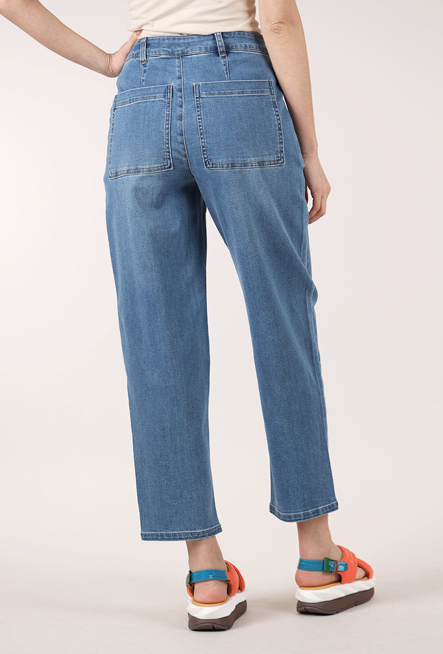 Habitat Stretch Denim Barrel Leg, Medium Blue 