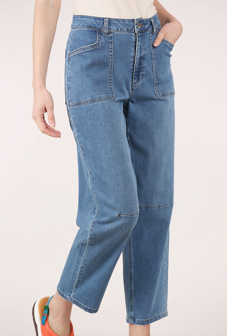 Habitat Stretch Denim Barrel Leg, Medium Blue 