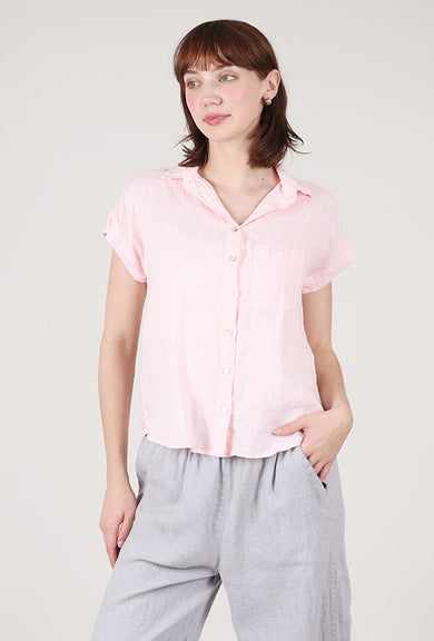 Cut Loose Linen S/S Pocket Shirt, Pink Salt 