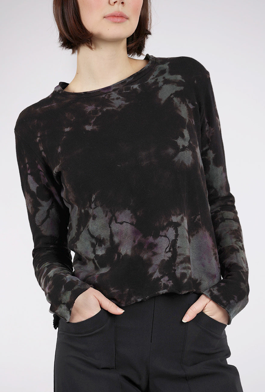 Heyne Bogut Crop Cozy Spiral Dye Top, Stormy 