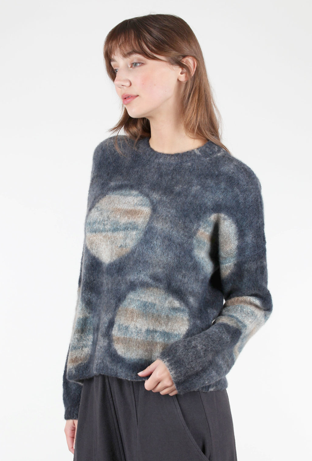 Fissore Cashmere Circles Chunky Cashmere Crewneck, Indigo 