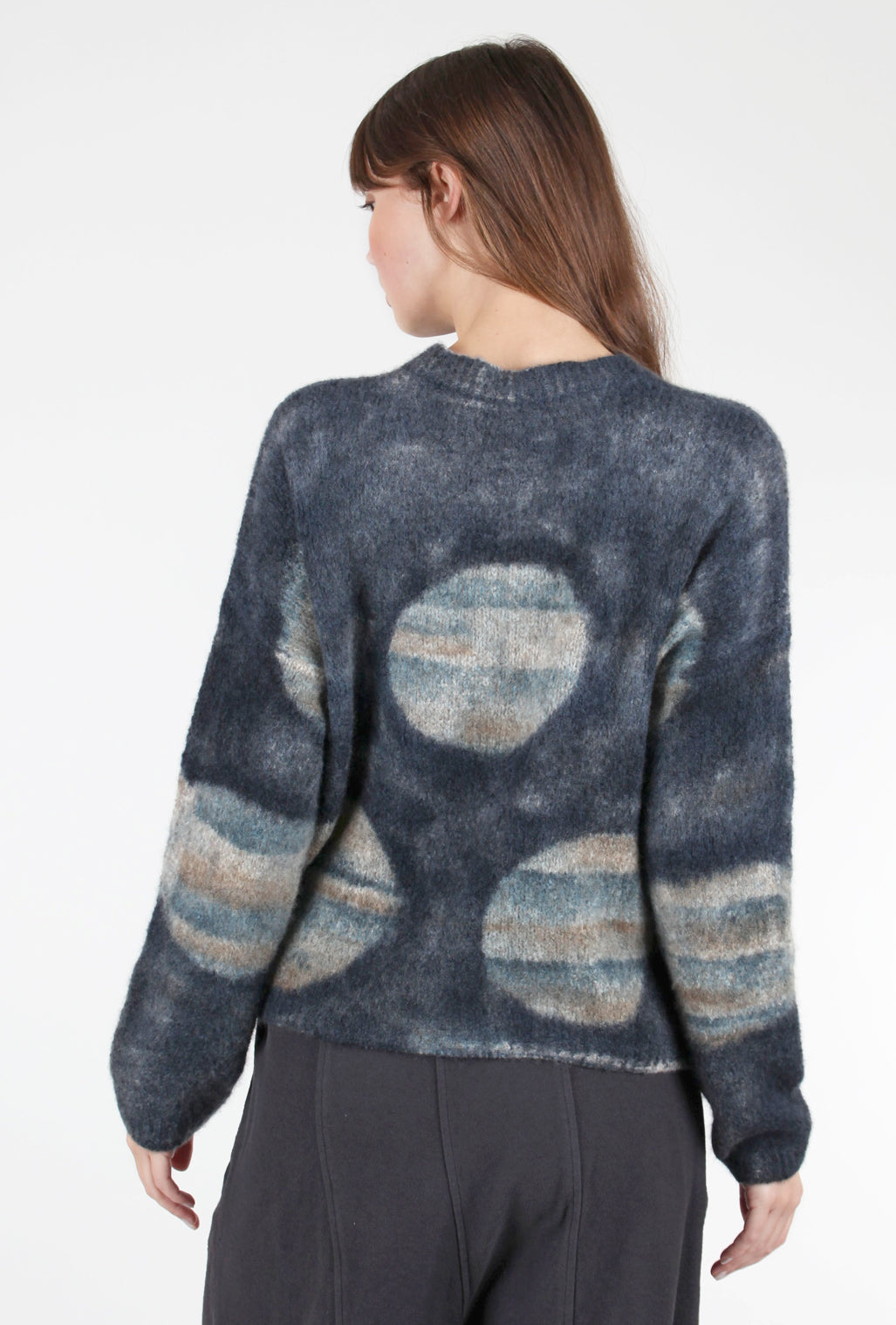 Fissore Cashmere Circles Chunky Cashmere Crewneck, Indigo 