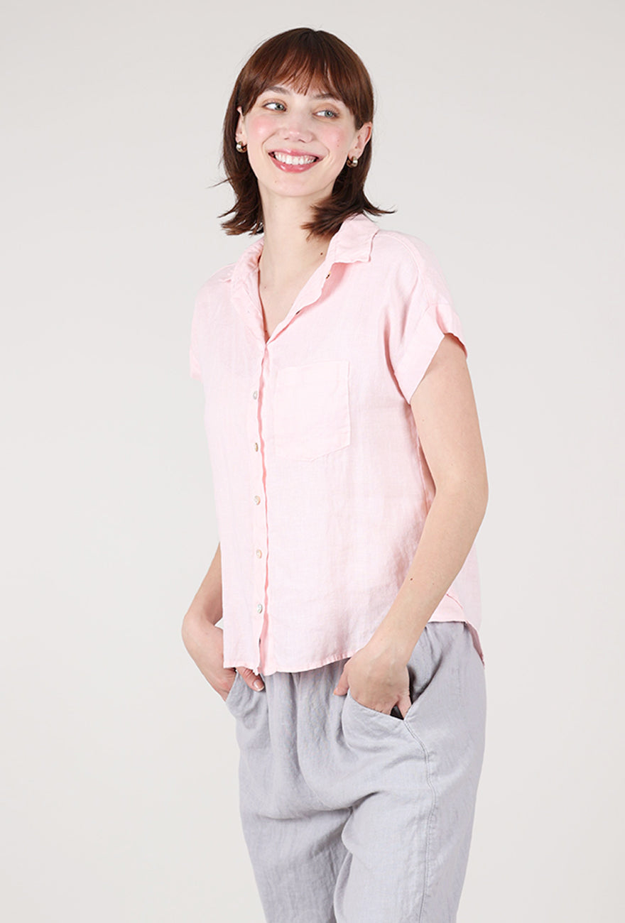 Cut Loose Linen S/S Pocket Shirt, Pink Salt 