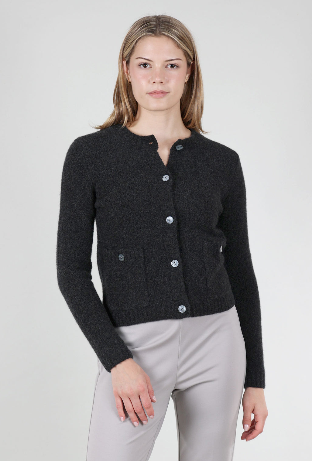 Kokun Cashmere Boucle Jacket, Wall Street Charcoal 