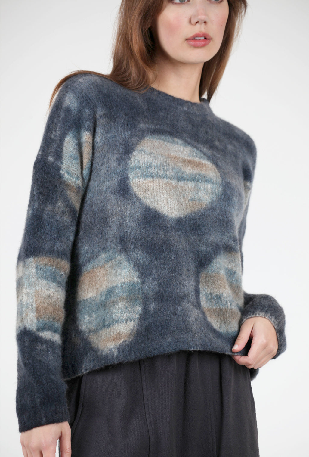 Fissore Cashmere Circles Chunky Cashmere Crewneck, Indigo 