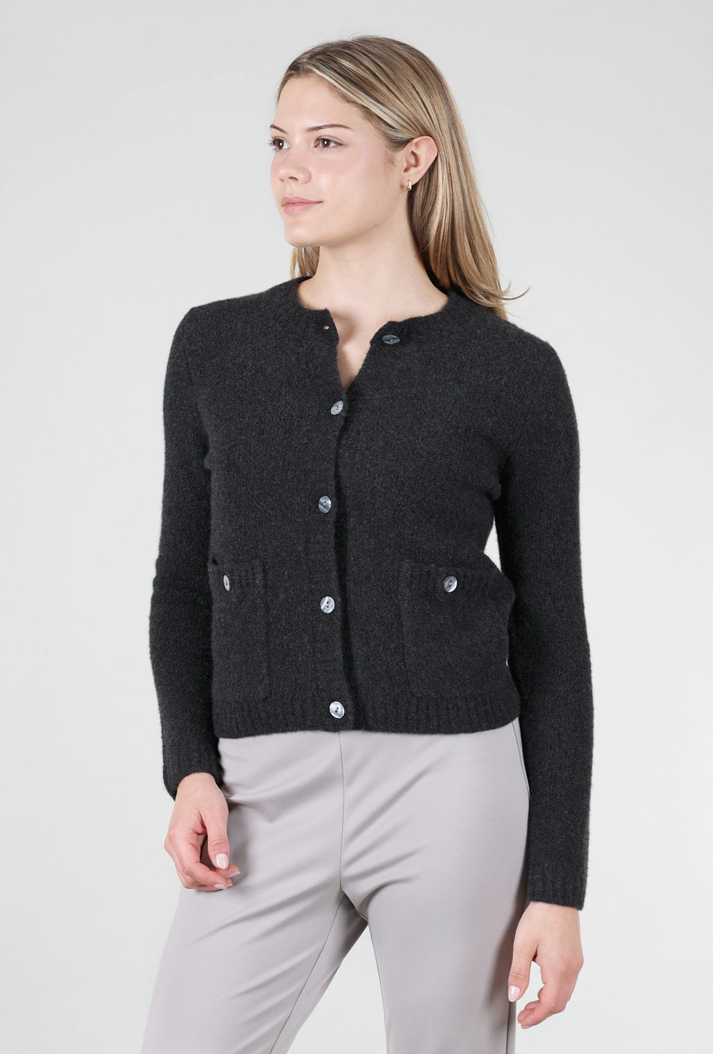 Kokun Cashmere Boucle Jacket, Wall Street Charcoal 