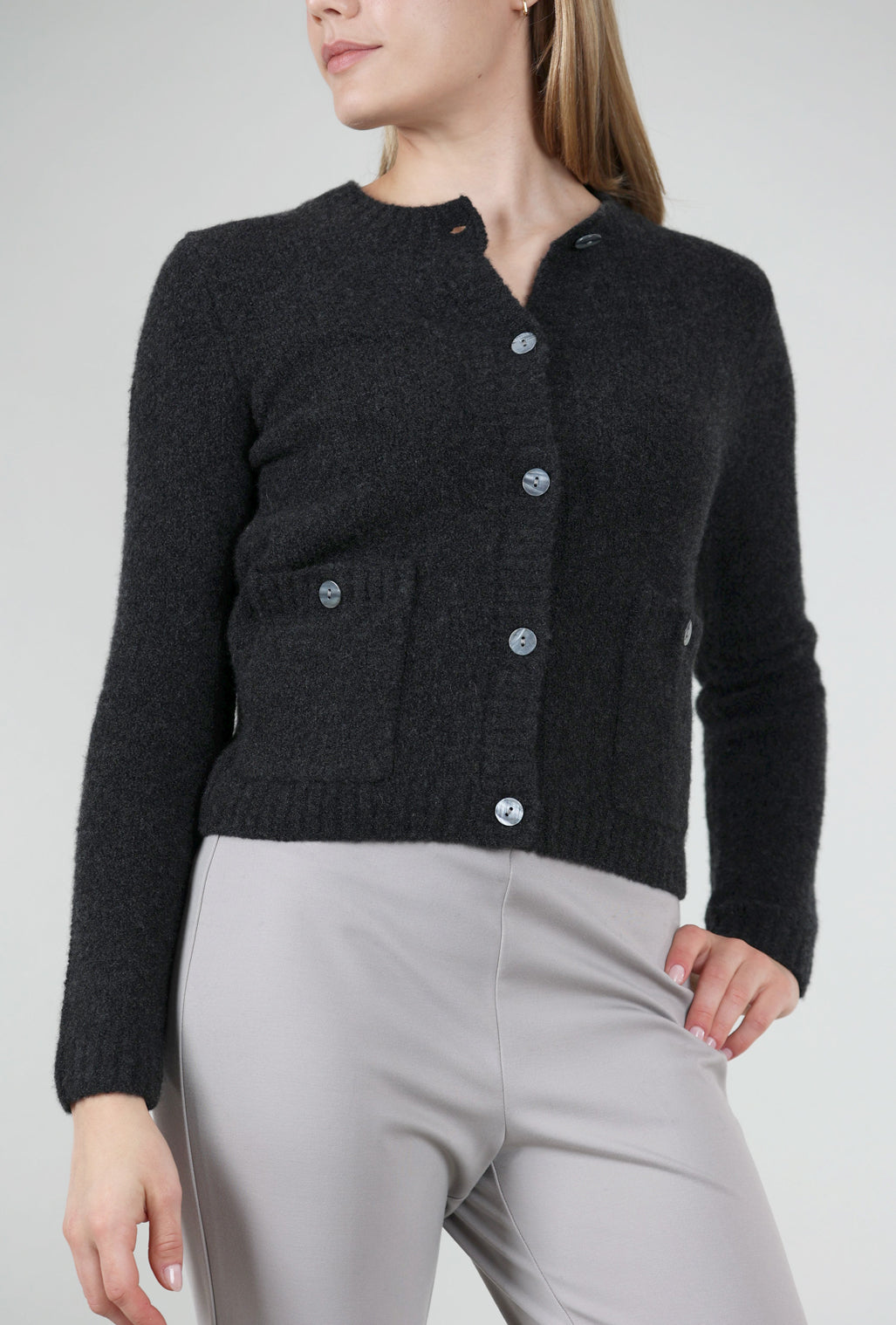 Kokun Cashmere Boucle Jacket, Wall Street Charcoal 