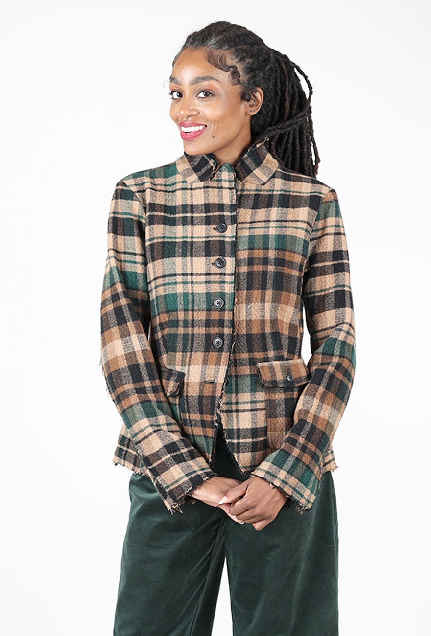 Plaid Woolly Jacket, Forest Check Angle 2