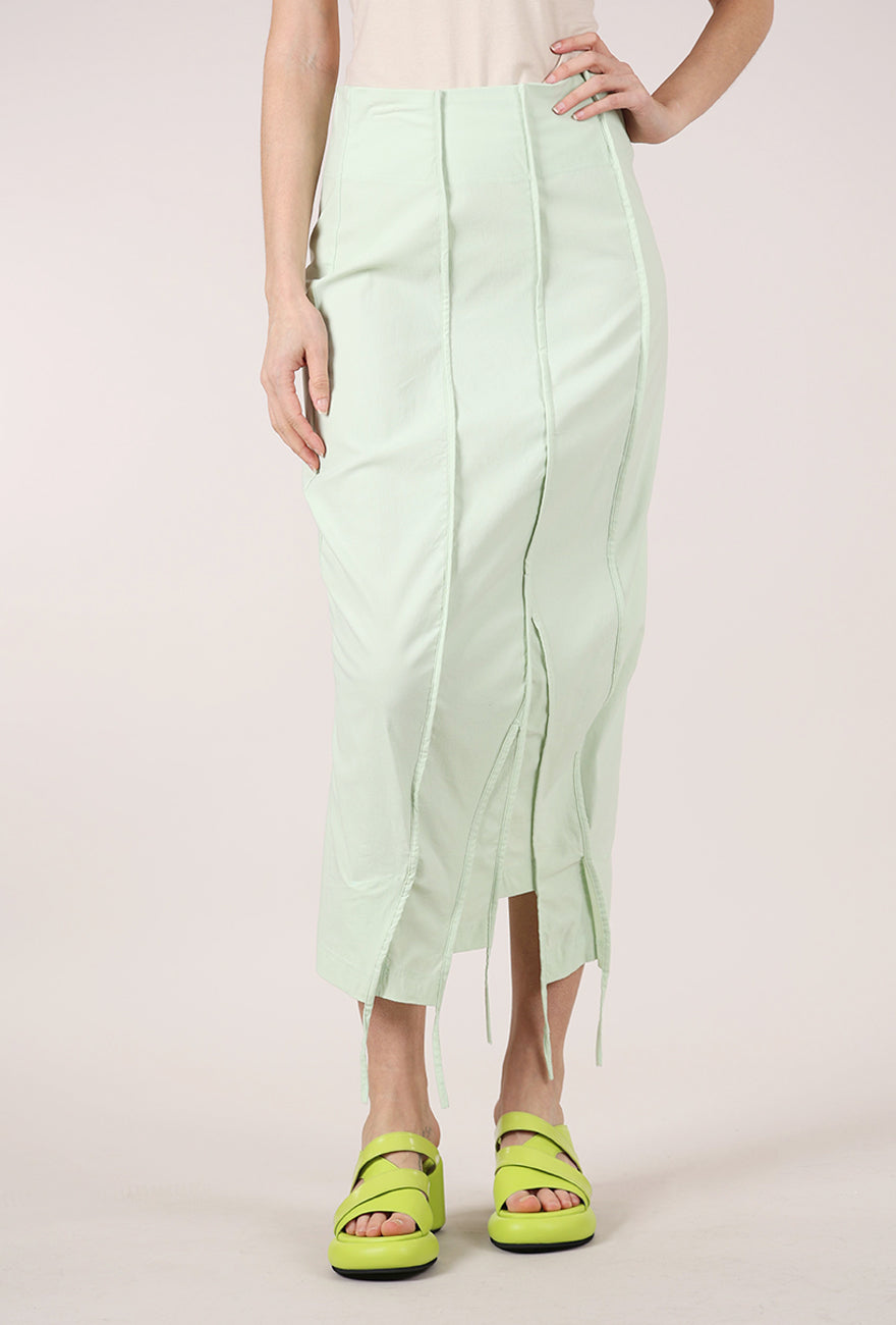 Rundholz Twill Tech Slim Seamed Skirt, Lime 