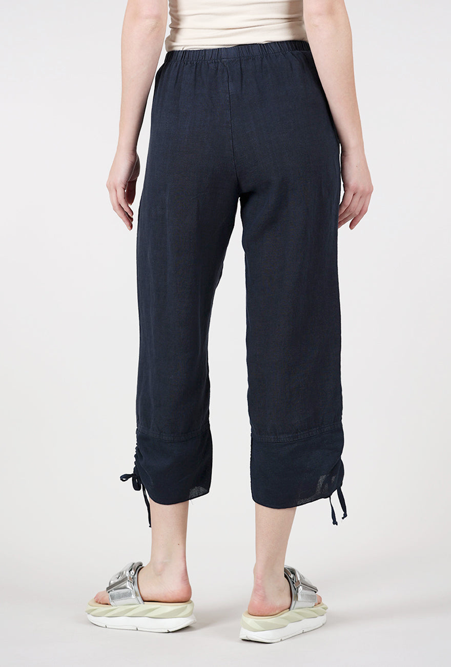 Fenini Mesh Hem Linen Pant, Ink 