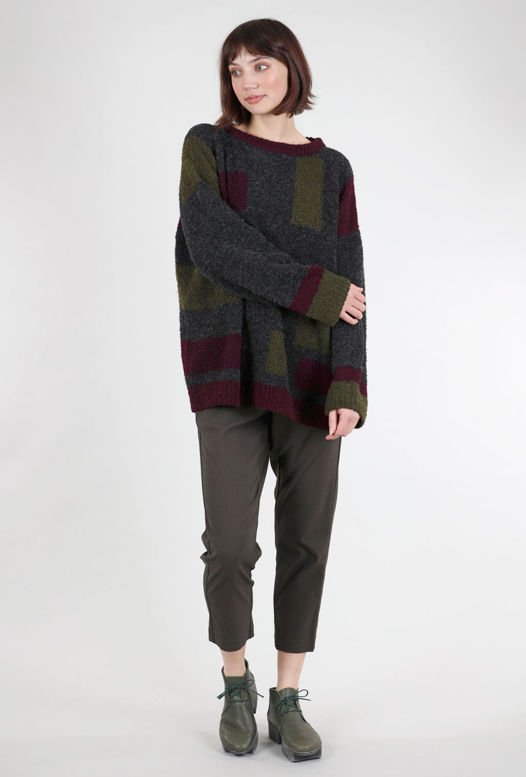 Iridium Colorblock Carrie Sweater, Wild Berry One Size Berry