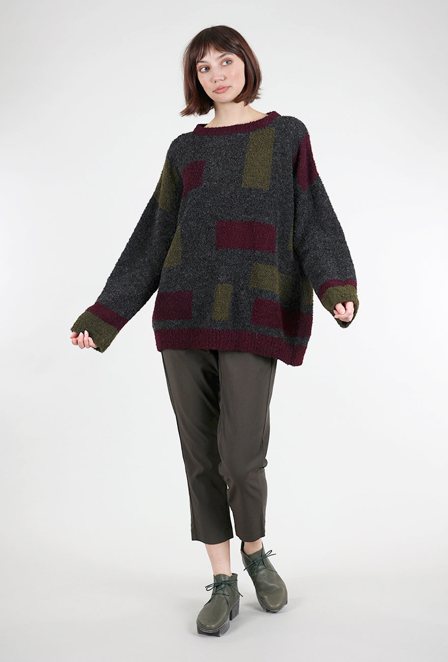 Iridium Colorblock Carrie Sweater, Wild Berry One Size Berry