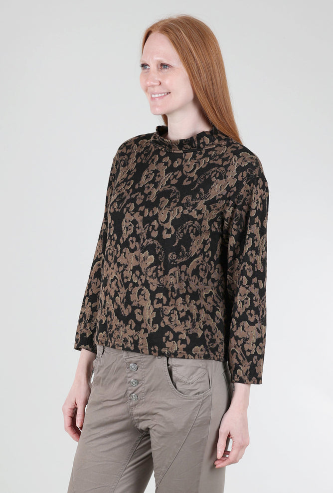 Cut Loose Floral Jacquard Mock Top, Saddle 