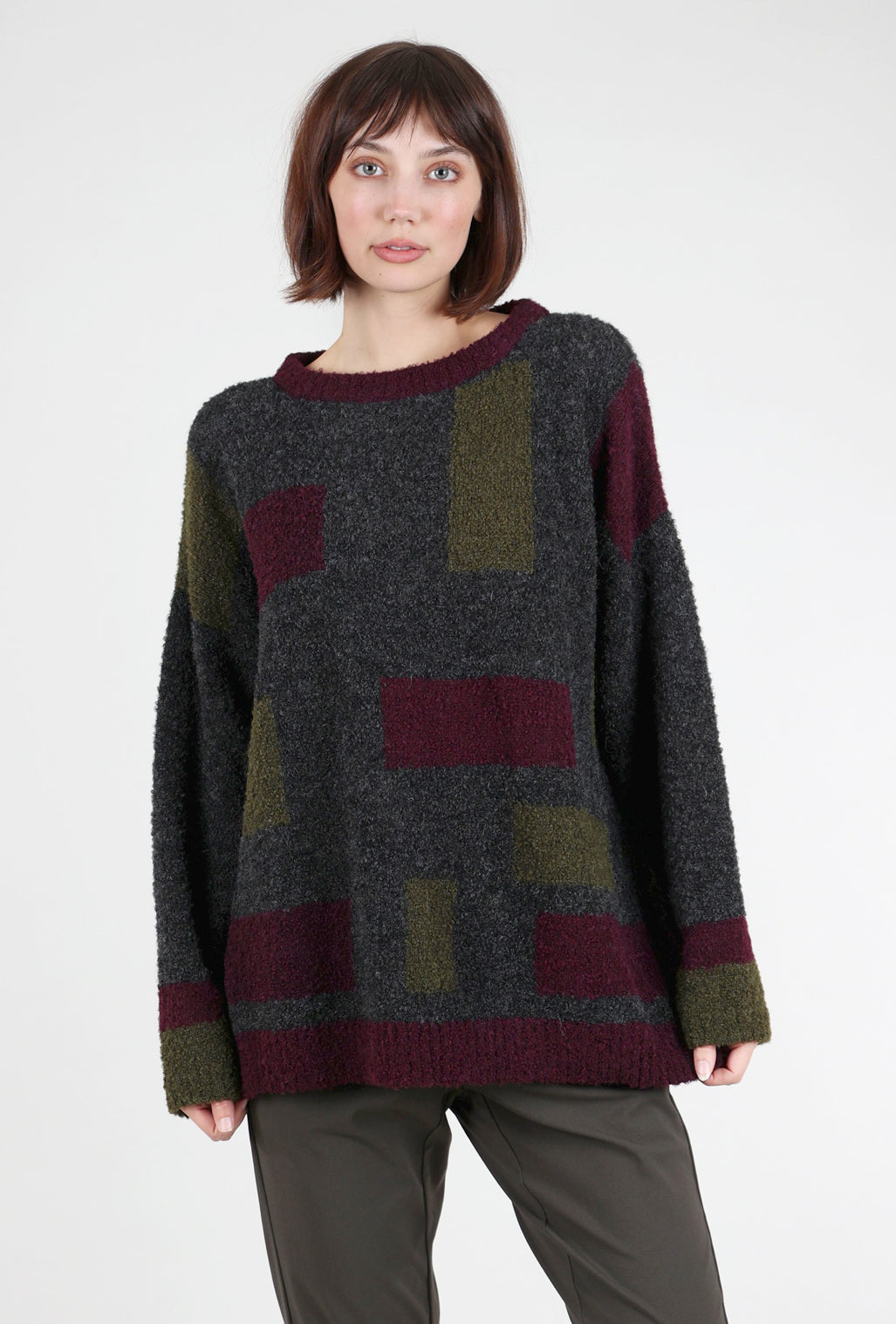 Iridium Colorblock Carrie Sweater, Wild Berry One Size Berry