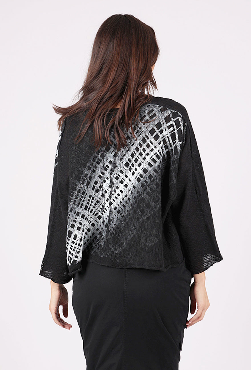 Paper Temples Nelson Five Button Cardie, Black/Ombre Hatch 