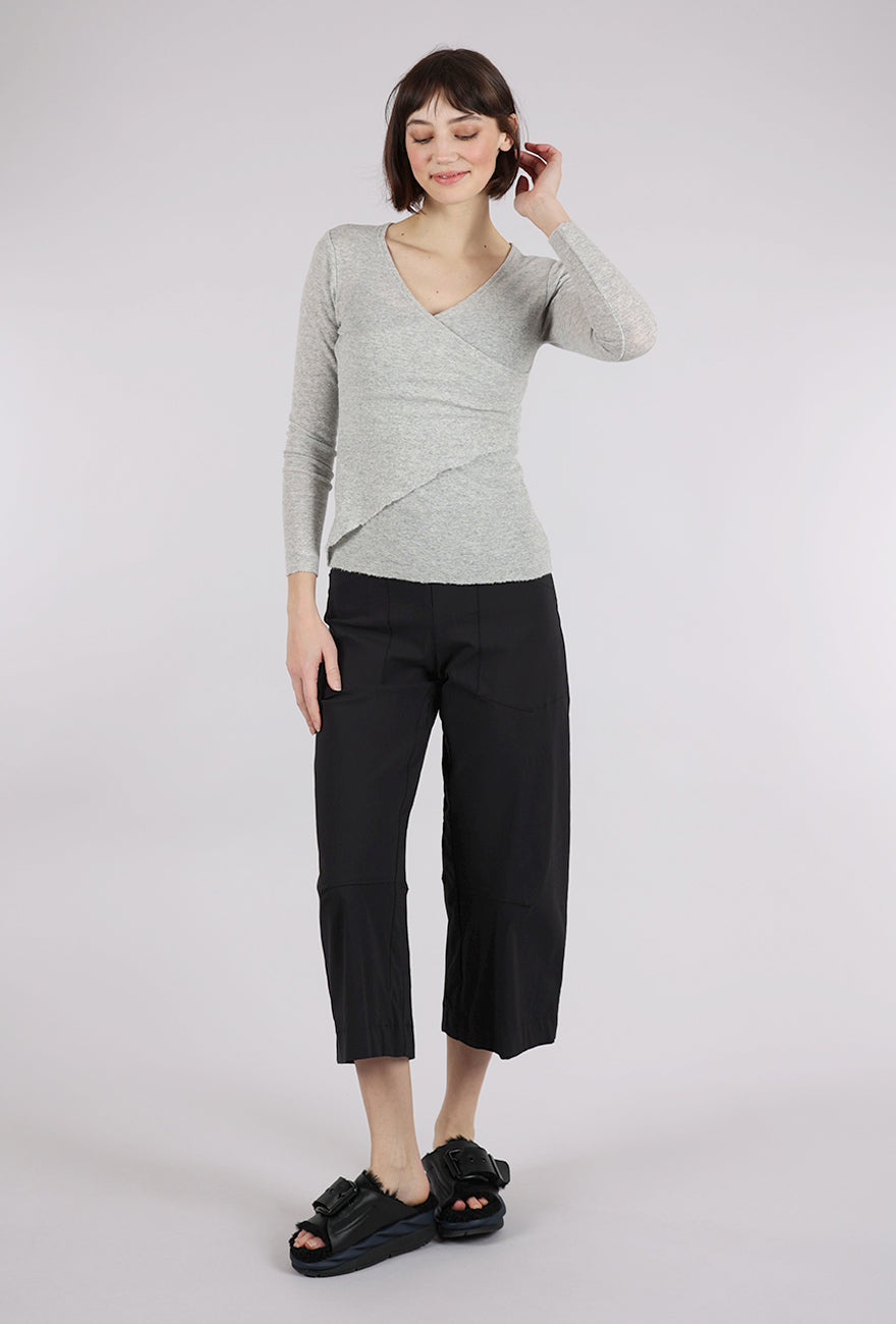 By Basics Wool Asym Trim Top, Dawn Gray 