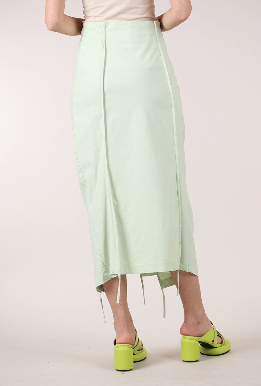 Rundholz Twill Tech Slim Seamed Skirt, Lime 