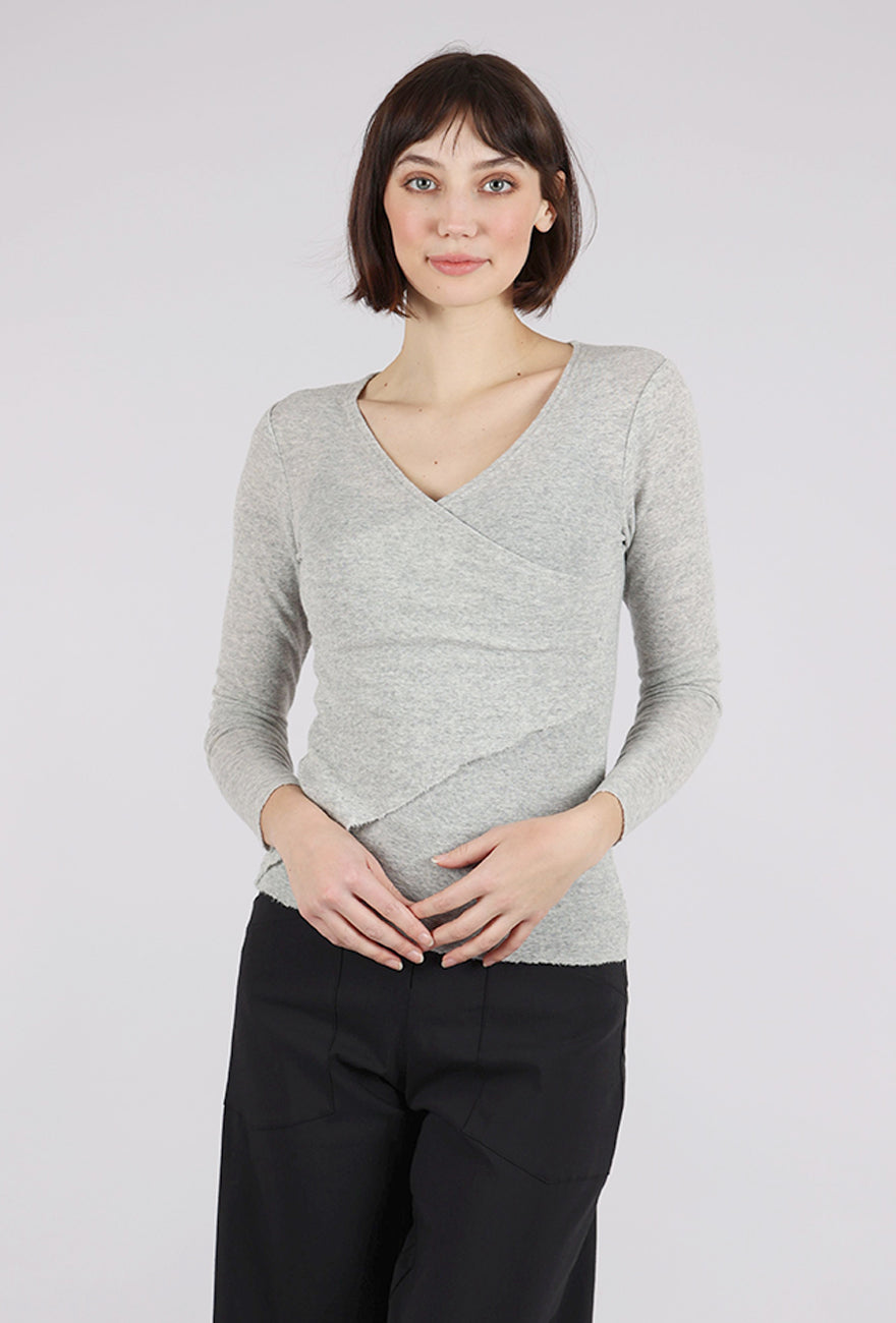 By Basics Wool Asym Trim Top, Dawn Gray 