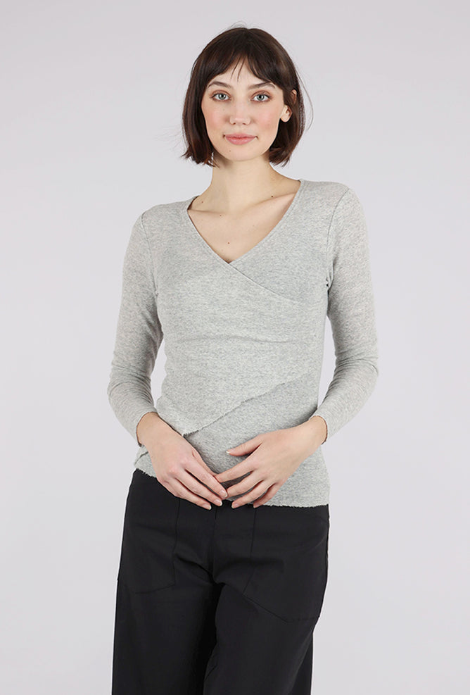 Wool Asym Trim Top, Dawn Gray