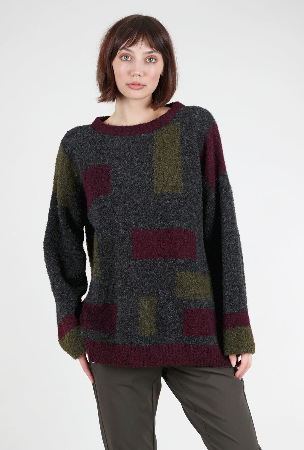 Iridium Colorblock Carrie Sweater, Wild Berry One Size Berry