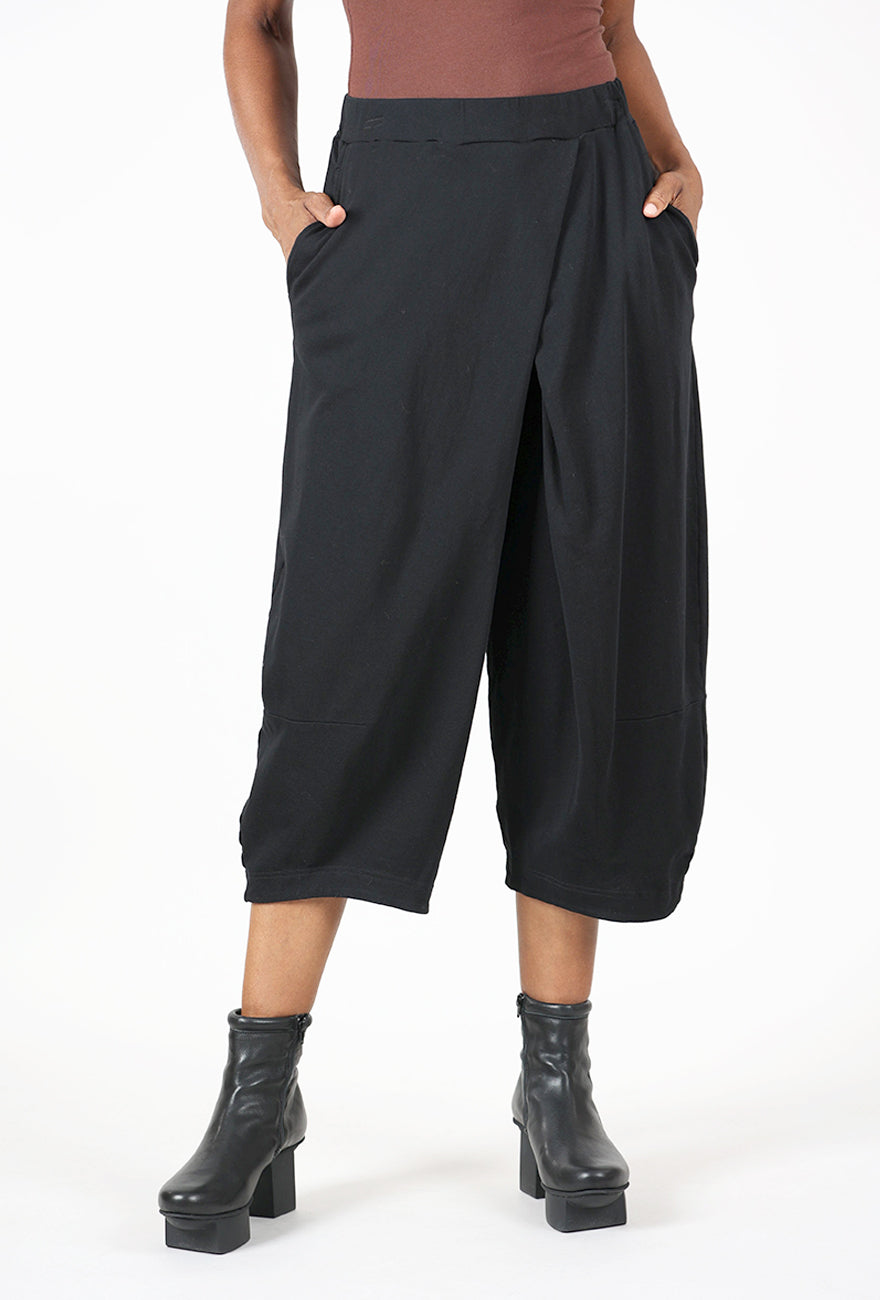 Crossover Jersey Trouser, Black