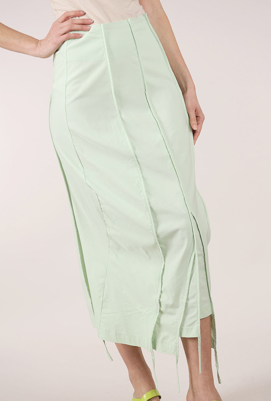 Rundholz Twill Tech Slim Seamed Skirt, Lime 