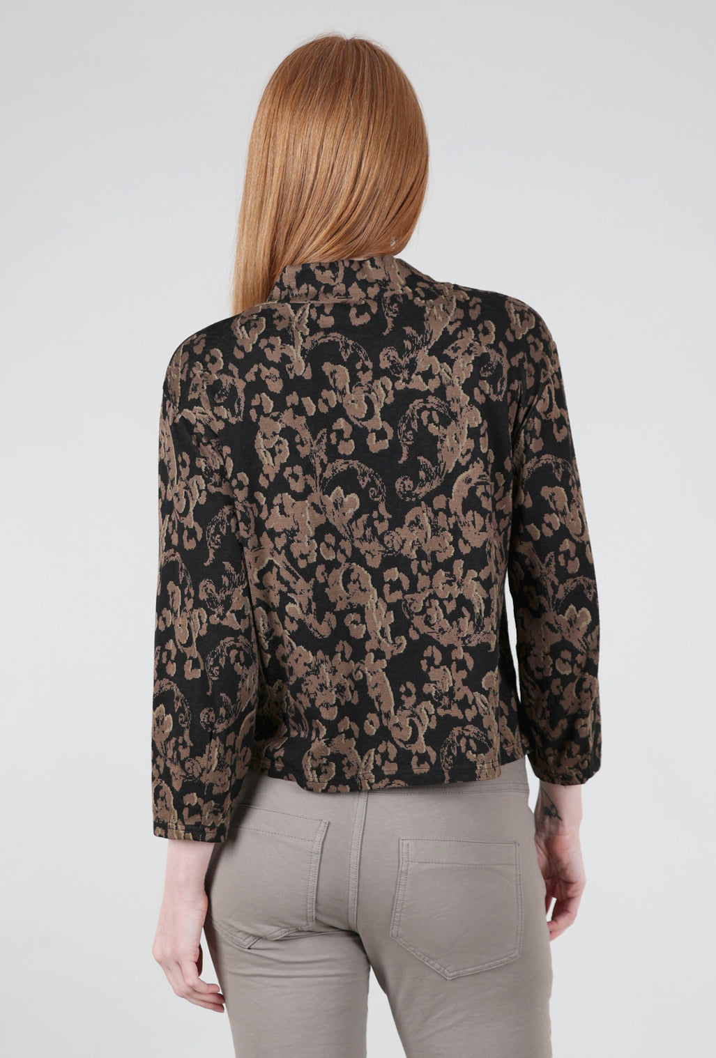 Cut Loose Floral Jacquard Mock Top, Saddle 