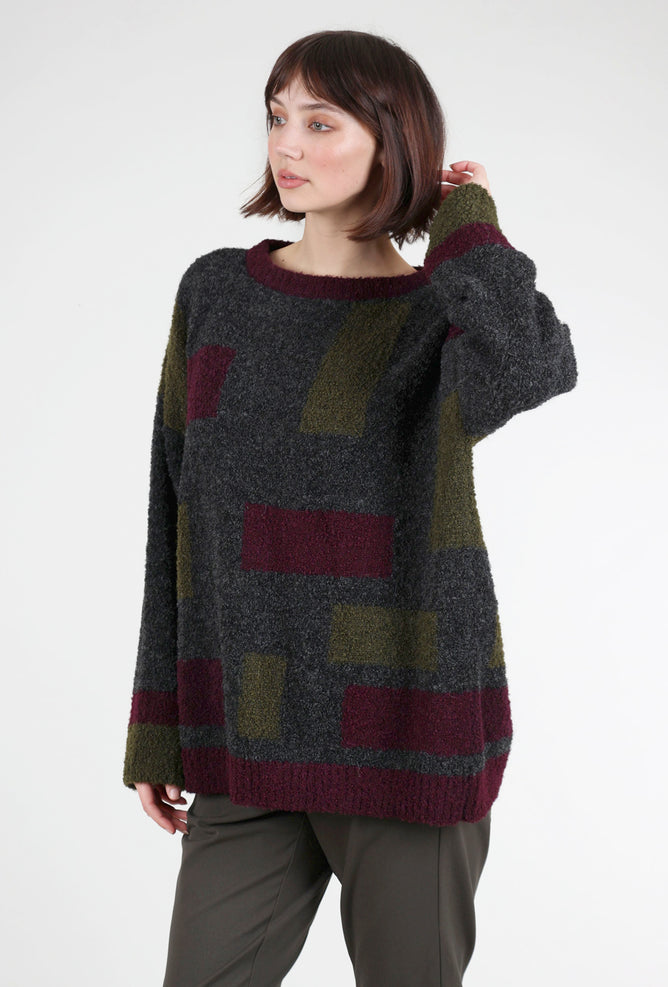 Iridium Colorblock Carrie Sweater, Wild Berry One Size Berry