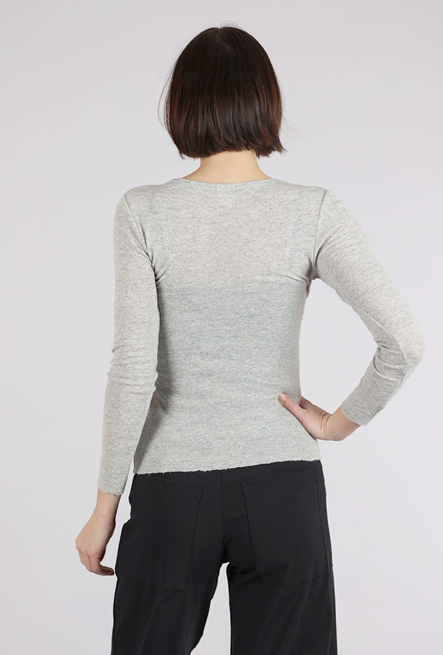 By Basics Wool Asym Trim Top, Dawn Gray 