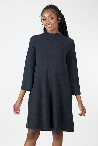 By Basics Saddleback Wool Dress, Midnight Melange 