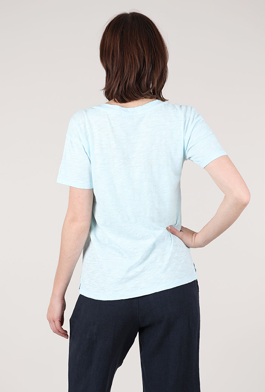 Mododoc S/S Boxy V-Neck Tee, Blue Pearl 