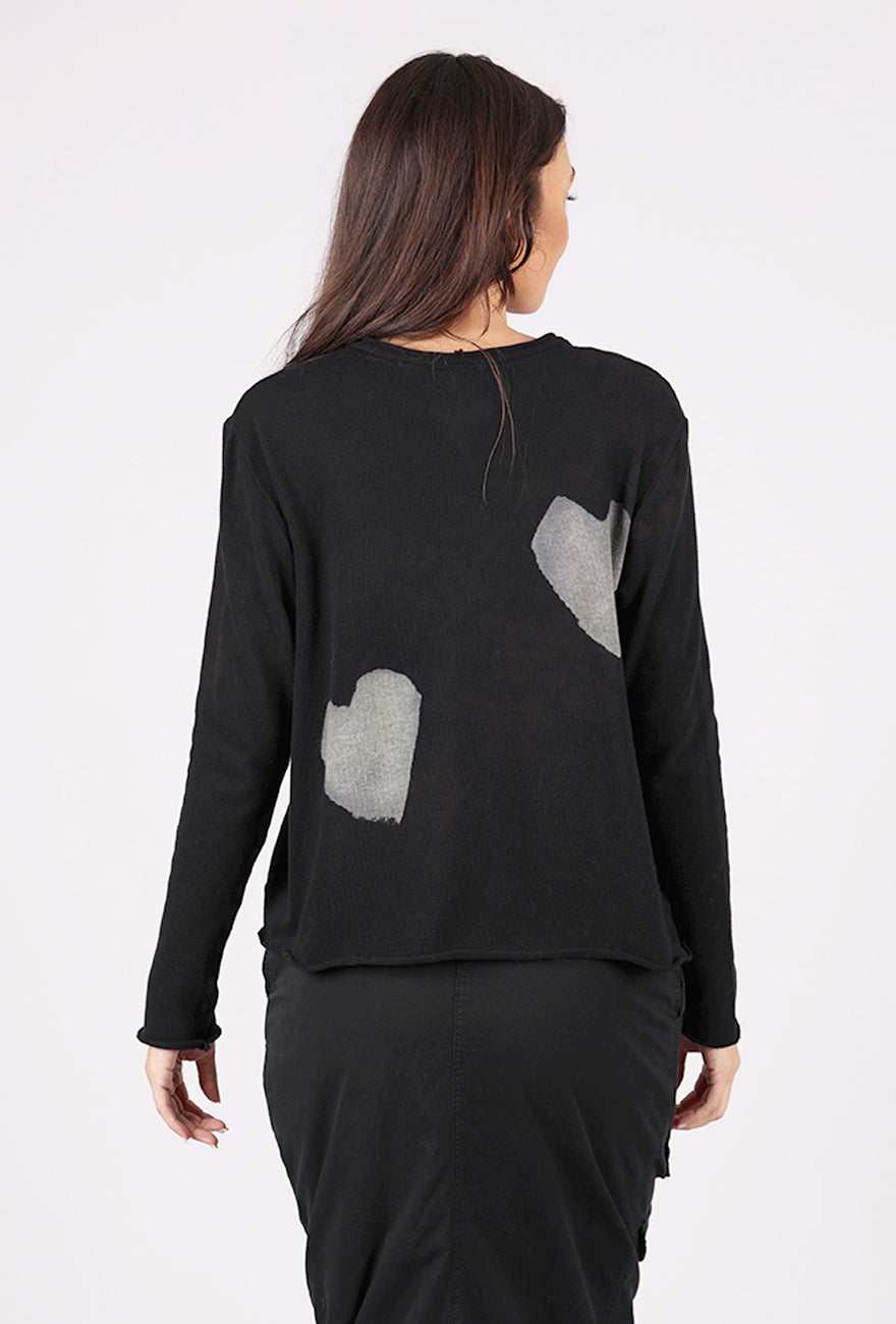 Heyne Bogut Cozy Crop Ombre Heart Top, Black/Yellow 