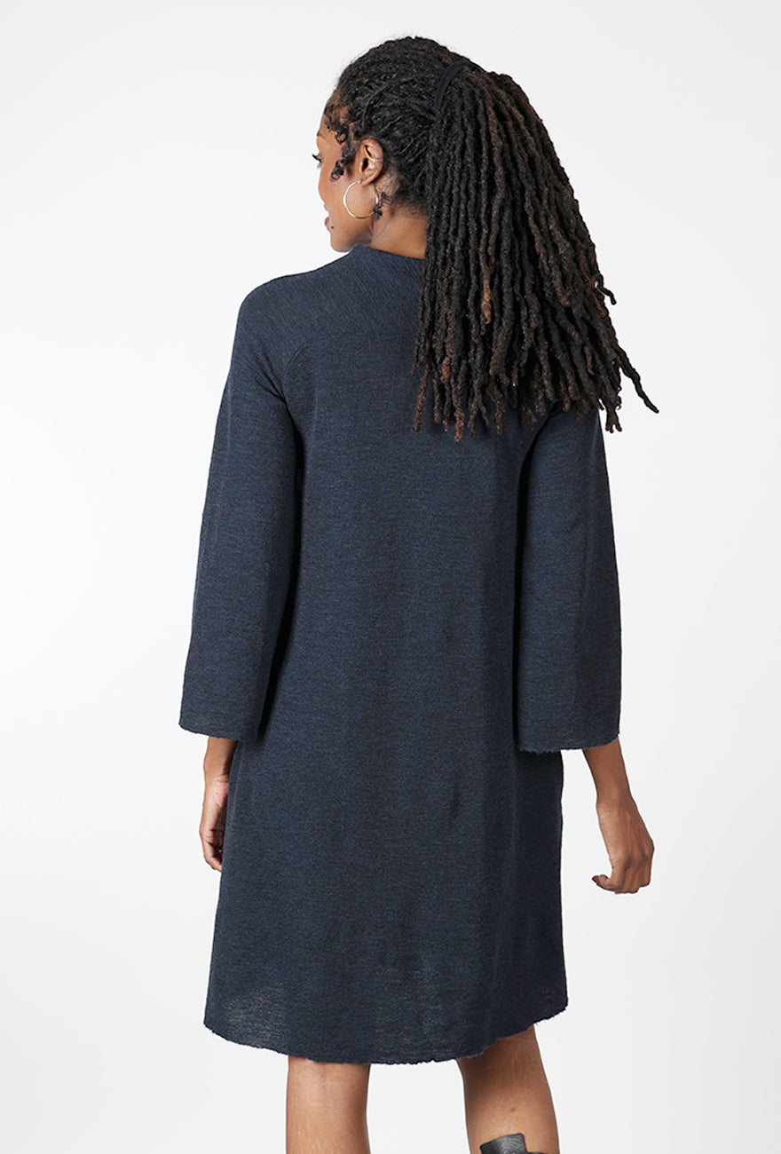 Saddleback Wool Dress, Midnight Melange Angle 3