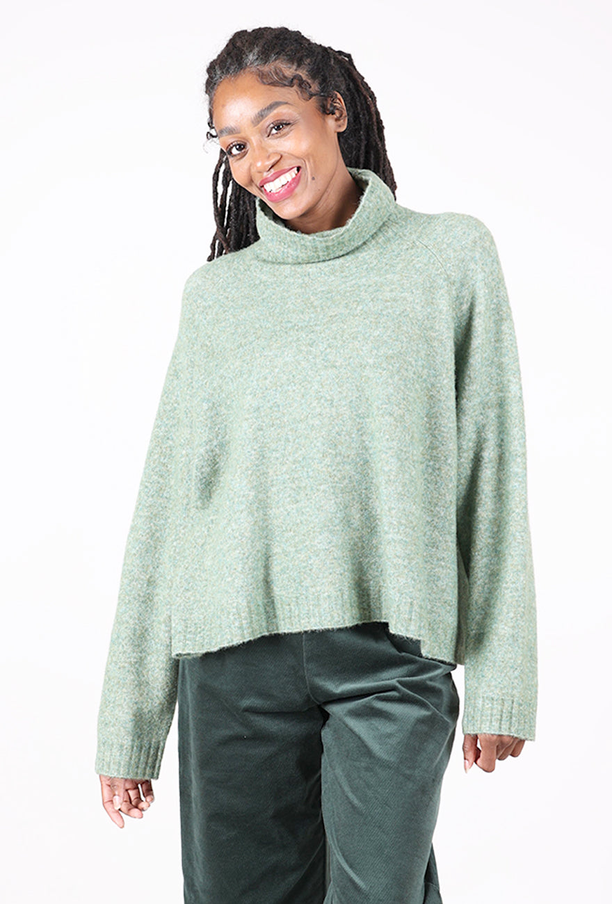 Melange Funnel Swing Sweater, Park Melange