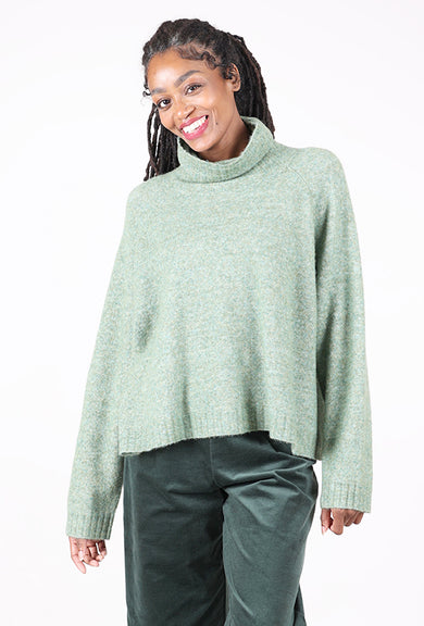 Rundholz Melange Funnel Swing Sweater, Park Melange 